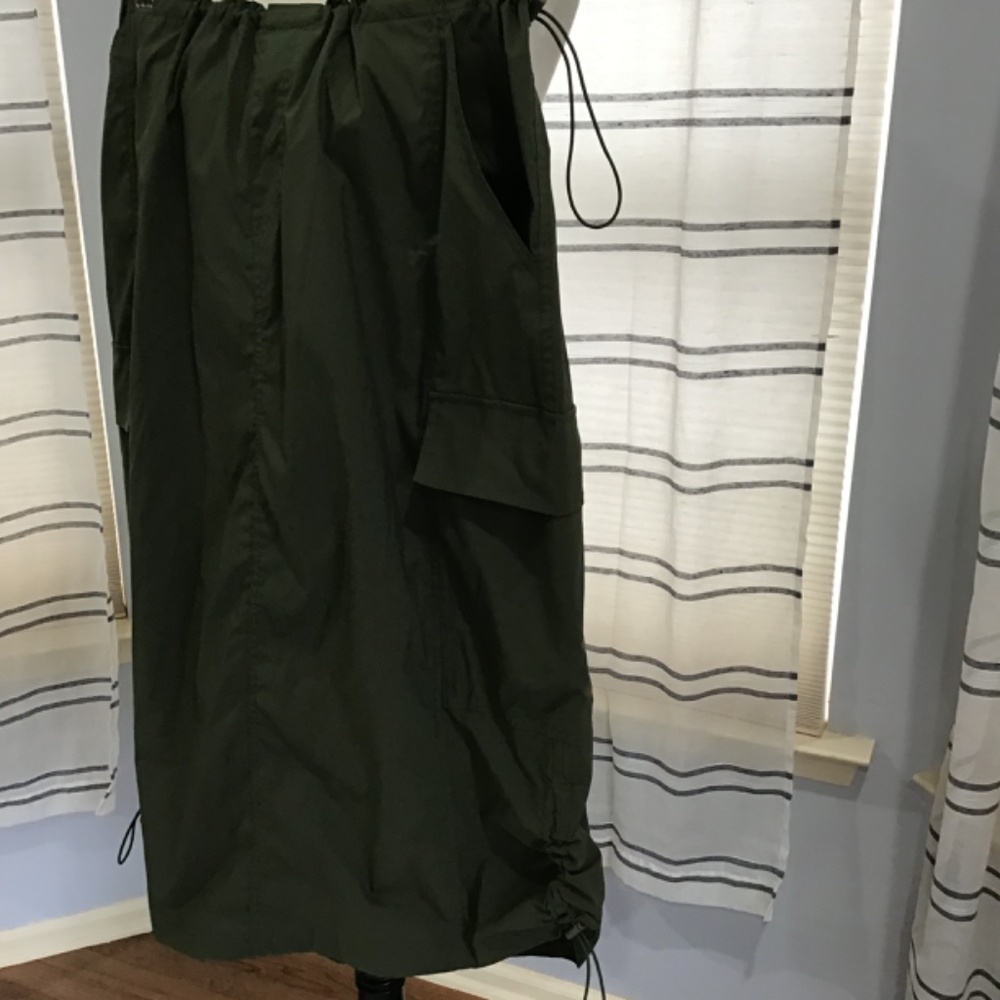 Almost Famous Women Size 3X Olive Green Parachute Cargo Midi Skirt Y2K Rave - Picture 5 of 12